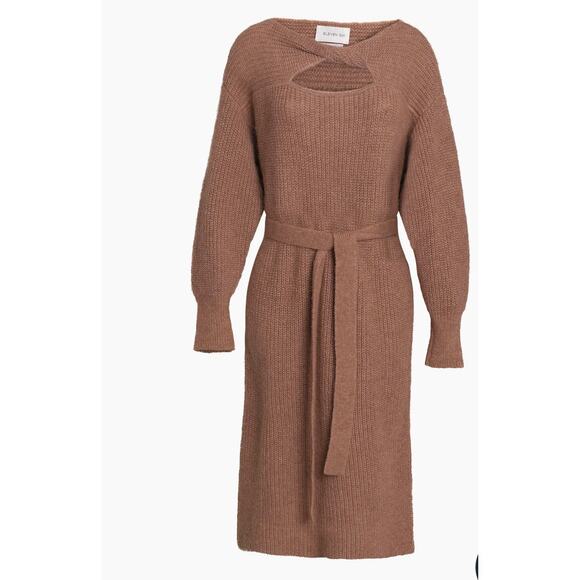 Eleven Six Camel Beth Cut Out Sweater Midi Dress Alpaca XS/S - Picture 9 of 9